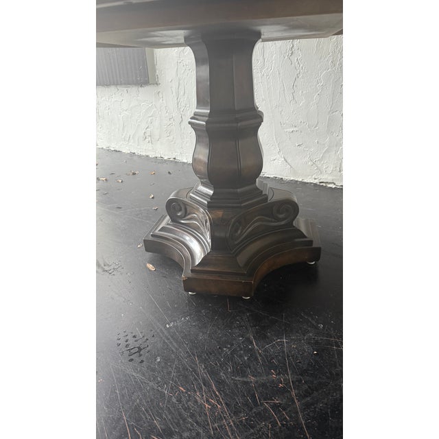 1970s Mastercraft Burlwood Expandable Dining Table — No Leaves Included For Sale In Miami - Image 6 of 15