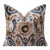Handmade Silk Velvet Ikat Throw Pillow, Beige, Blue, and Brown With Down Feather Insert For Sale