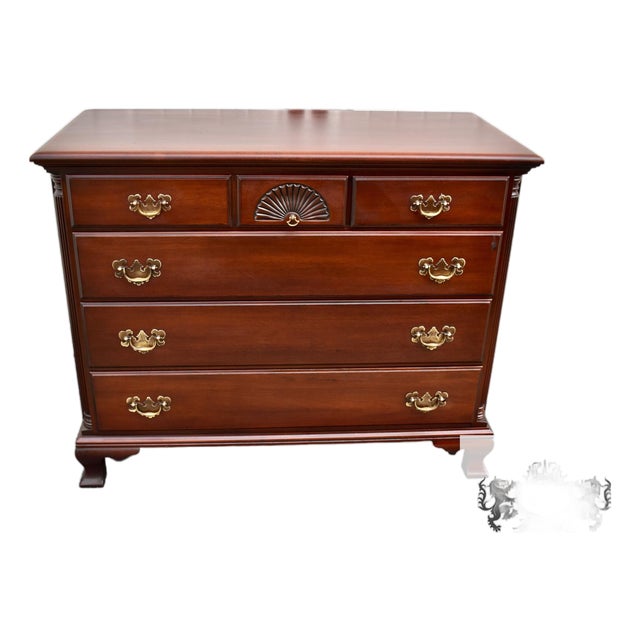 Vintage Chippendale Mahogany Chest of Drawers Carved Shell Dresser For Sale