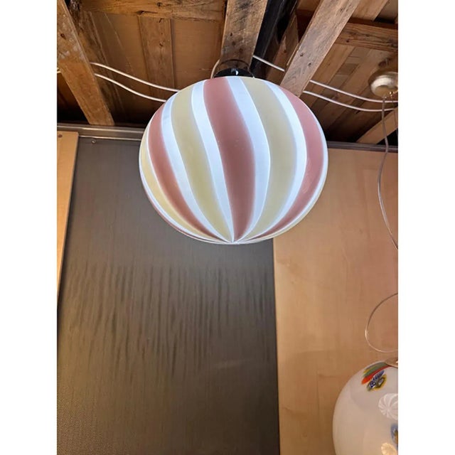 Early 21st Century Italian Murano Style Glass Swirlings Multicolors Pendant Sphere by Simoeng For Sale - Image 5 of 11