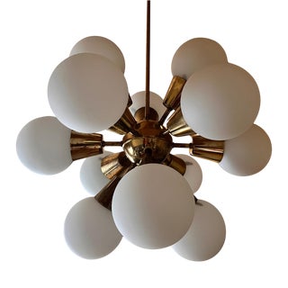 Space Age Brass Sputnik Chandelier attributed to Kamenicky Senov, 1970s For Sale