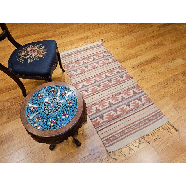 Vintage American Southwestern Kilim Rug, Handwoven Stripe Pattern, Earth Tones, 3x5 For Sale - Image 10 of 12