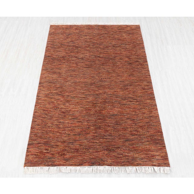 4' x 16' Savannah Hand Knotted Modern Red Rust Wool & Silk Rug For Sale - Image 17 of 18