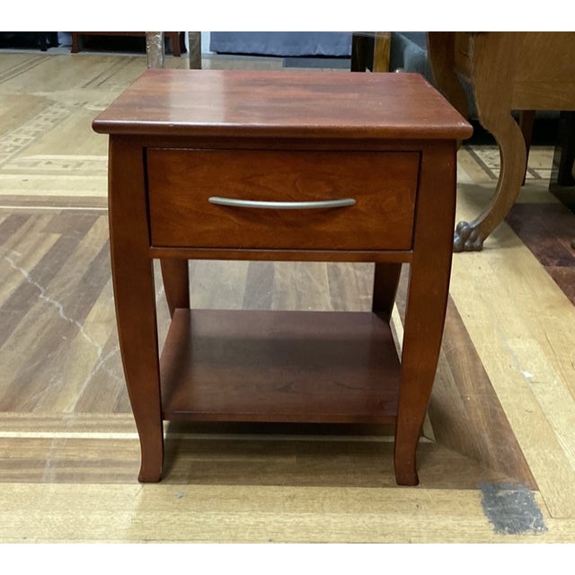 Crate Barrel Contemporary Dark Cherry Finish Nightstand Side Table Chairish