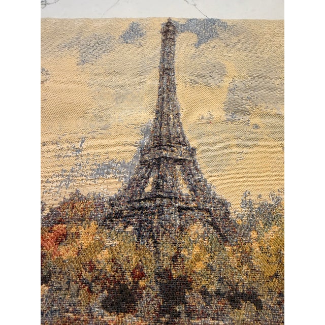 Vintage Belgian Woven Paris Eiffel Tower Tapestry Wall Hanging by Craye, Made in Flanders, 17.5” X 17.5” For Sale In Charleston - Image 6 of 8