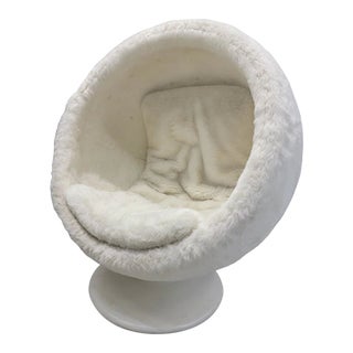 Modern Atomic Space Age Style Pod Lounge Chair by Rh Teen in Faux Fur For Sale