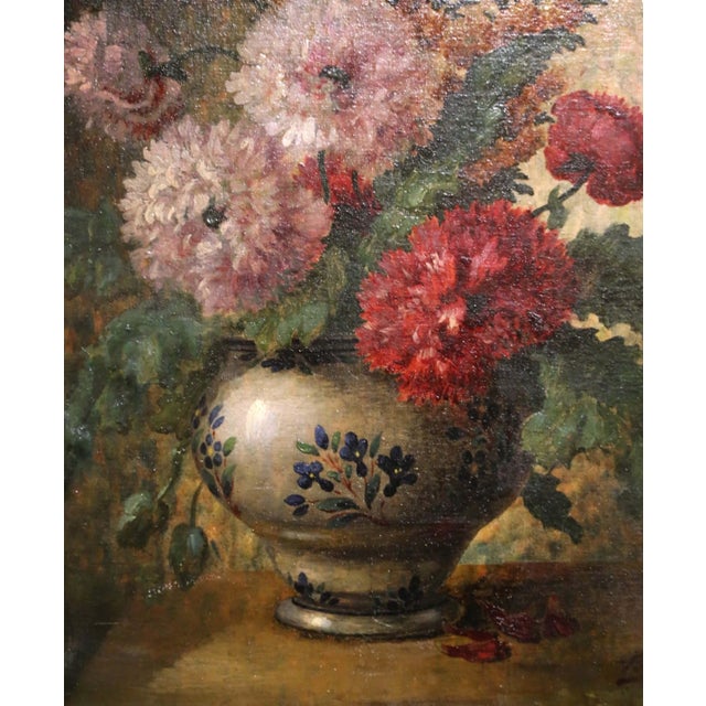 19th Century French Floral Still Life Oil on Canvas Painting by Gaston Boucher For Sale - Image 4 of 12