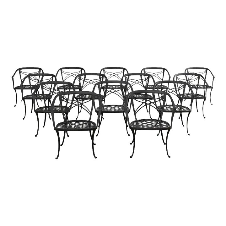 Set of 14 Brown Jordan Classic Garden Dining Armchairs Chairish