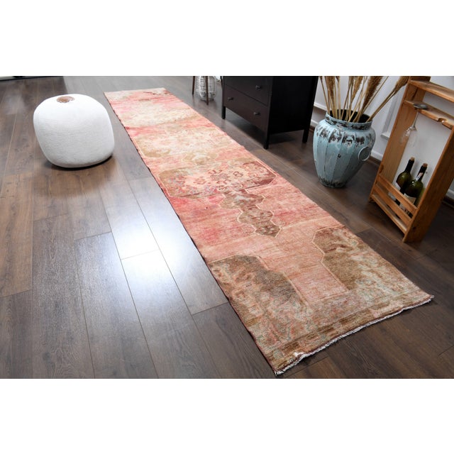 1970s Vintage Handmade Wool Cotton Pink Area Rug For Sale - Image 9 of 11