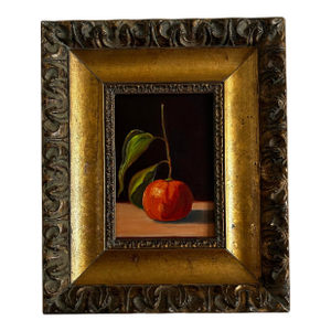 Classic Style Original Petite Oil Painting of a Mandarin Orange in Ornate Gold Frame
