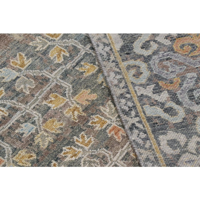 Textile Rug & Kilim’s Modern Block Print Rug in Teal Blue with Geometric-Floral Patterns - 12x15 For Sale - Image 7 of 7