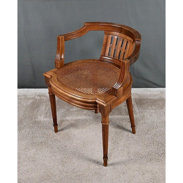 Small Late 19th Century Louis XVI Style Walnut Office Chair For Sale - Image 4 of 18