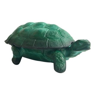 Vintage Green Glass Turtle Trinket Box by Curt Schlevogt, Czechoslovakia, 1960s For Sale