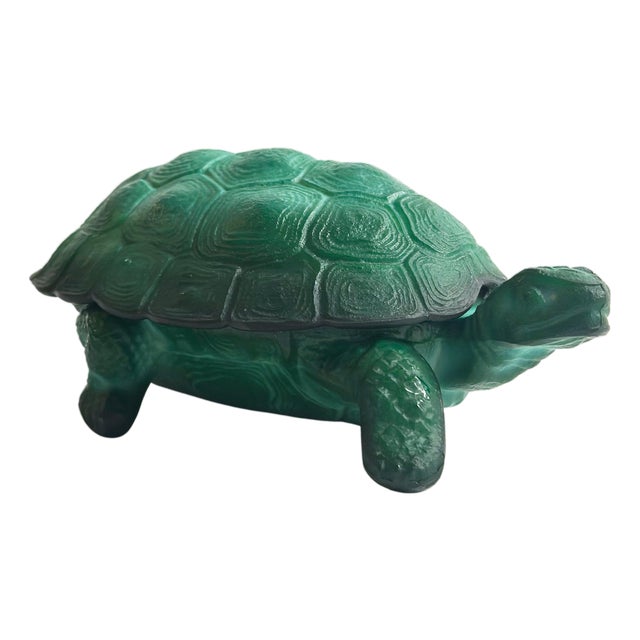 Vintage Green Glass Turtle Trinket Box by Curt Schlevogt, Czechoslovakia, 1960s For Sale