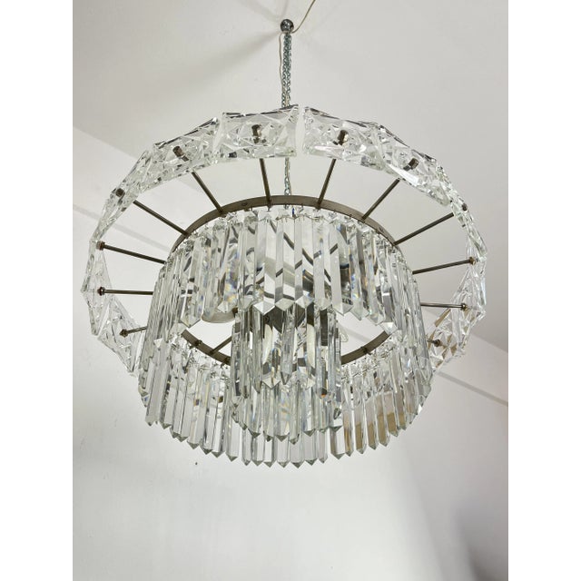 Mid-Century Modern Mid-Century French 7-Light Chandelier with Crystals, 1960s For Sale - Image 3 of 11