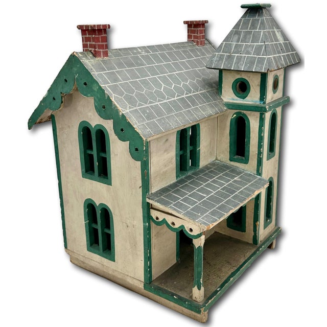 Nice Antique American Hand Made & Painted Wood Folk Art Victorian Style Birdhouse - 18 Inches Tall - Circa Early 1900s For Sale In Boston - Image 6 of 18