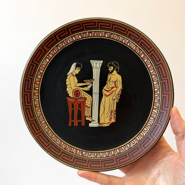 Sculpture Materials Vintage Set of 6 Terracotta Ancient Greek Replica Wall Plates For Sale - Image 7 of 10
