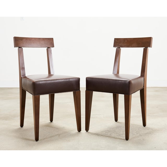 Set of Eight Italian Promemoria Attributed Leather Dining Chairs For Sale - Image 10 of 18