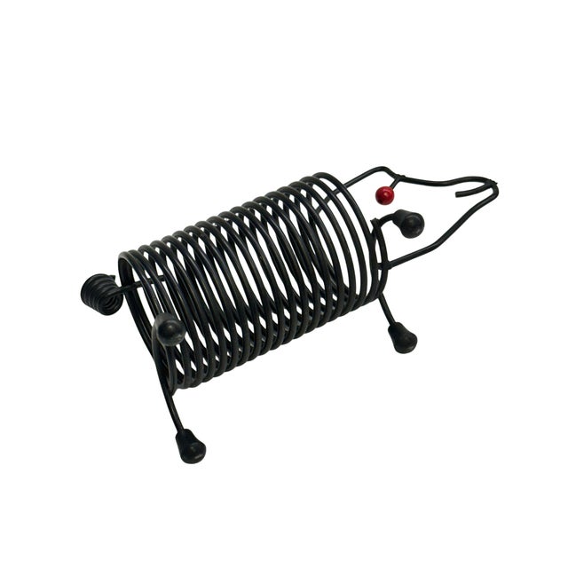 Postmodern Vintage Postmodern Black Metal Coil Pig Letter Holder For Sale - Image 3 of 5