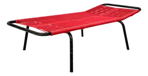 Mid-Century Modern Italian Deckchair in Red Scooby and Black Metal, 1960s
