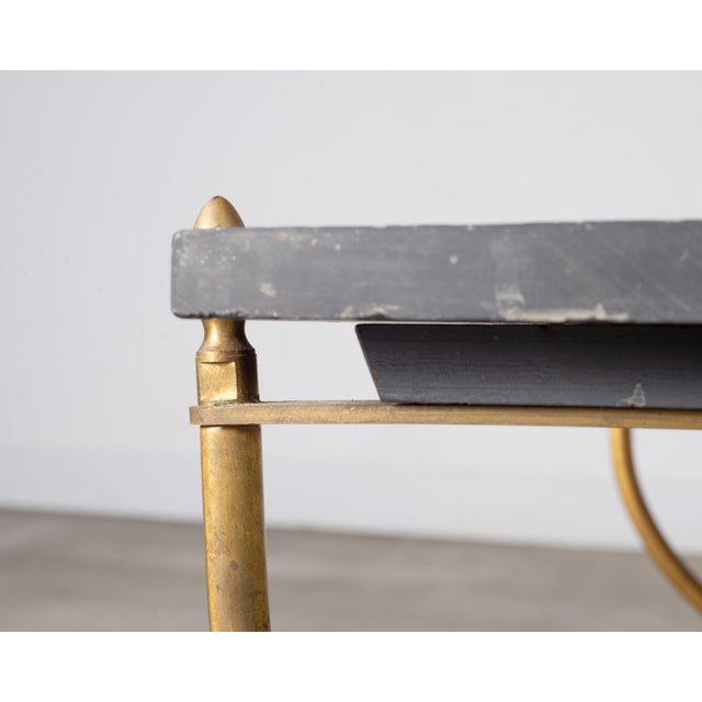 Italian Neoclassical Style Curule Brass Slate Cocktail Table For Sale - Image 12 of 18