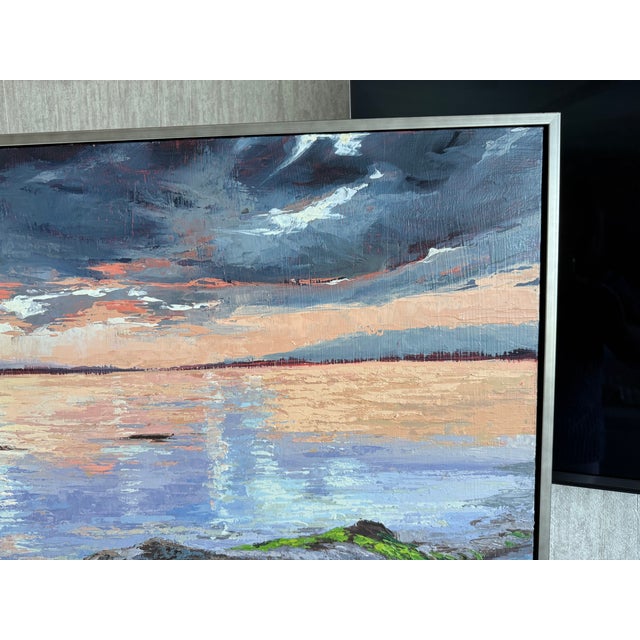 Seascape Oil Painting 35” X 31” by Elena Mashajeva Agrophiotis For Sale - Image 10 of 14