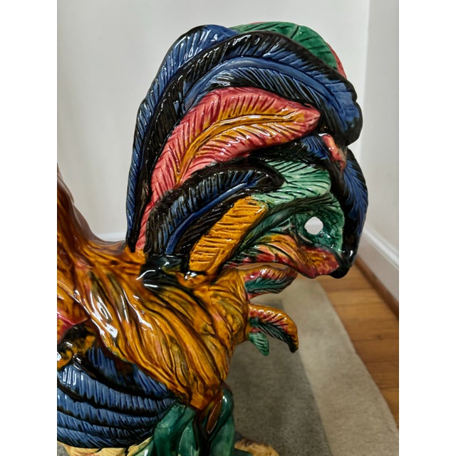 Rooster Figure in Glazed Porcelain, 60’s For Sale - Image 9 of 12