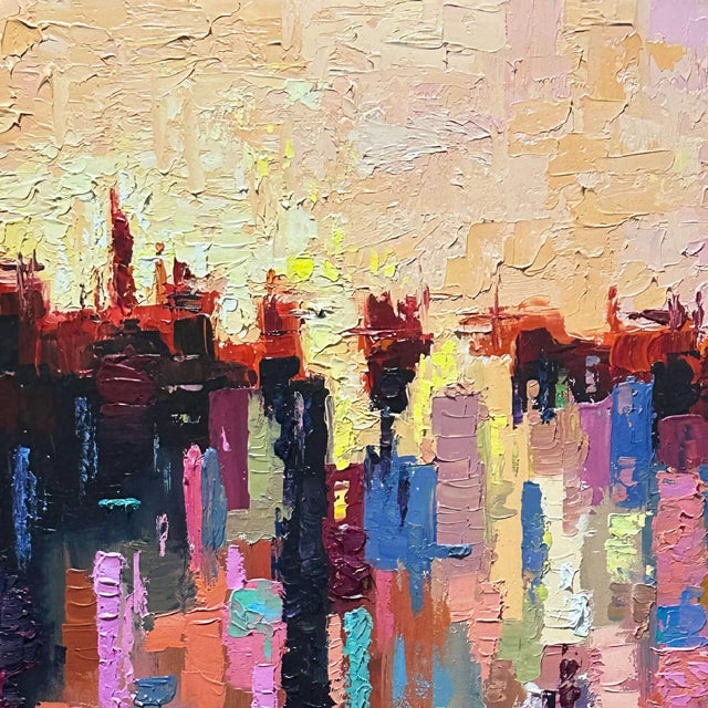 Early 21st Century Patchwork Horizon 3 by Dominic Harman | Oil On Canvas Abstract landscape with vibrant colors. For Sale - Image 5 of 5