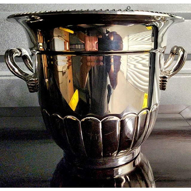 1960s Frank Hawker Vintage Fine Silver Plate Champagne Bucket With Handles For Sale - Image 5 of 13