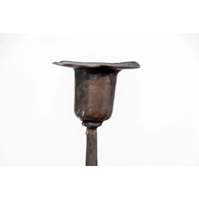 English Antique Three Light Wrought Iron Floor Candle Stand For Sale - Image 3 of 6