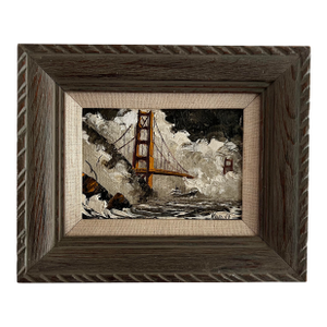 1950s Charles F Knaff Golden Gate Bridge Oil Painting Signed
