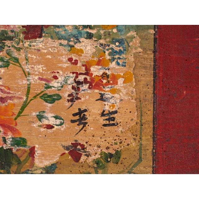 Brown Antique Chinese Qing Dynasty Gansu Cabinet in Painted Pine For Sale - Image 8 of 12