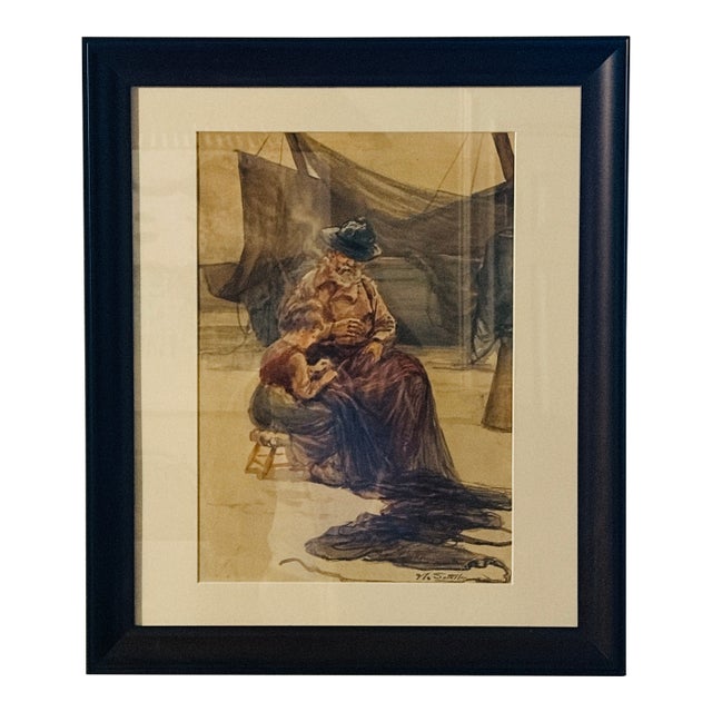 Late 19th Century Walter Satterlee Original Watercolor – Professionally Restored and Newly Framed For Sale