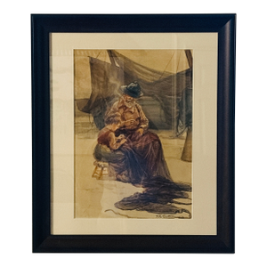 Late 19th Century Walter Satterlee Original Watercolor – Professionally Restored and Newly Framed