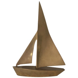 MCM Vintage Brass Sailboat For Sale
