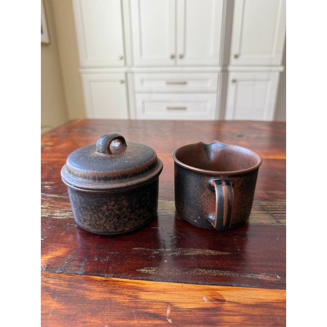 Arabia Vintage Arabia Finland "Ruska" Sugar Pot and Creamer by Ulla Procopé For Sale - Image 4 of 8