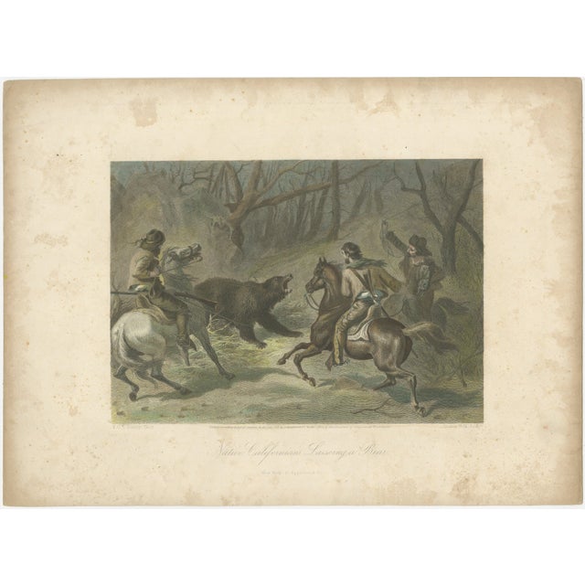 Francis Hall, Native Californians Lassoing a Bear, 1853, Engraving For Sale - Image 3 of 9
