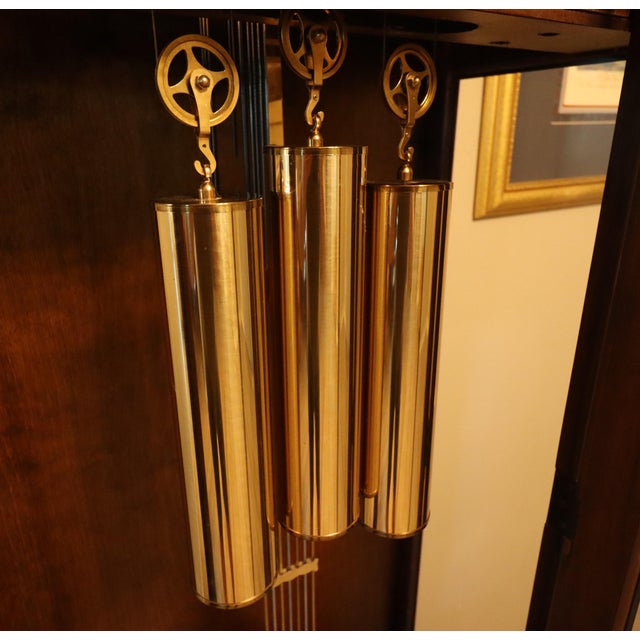 Brown Howard MillerTriple-Chime Grandfather Clock — Burl Walnut Case For Sale - Image 8 of 16