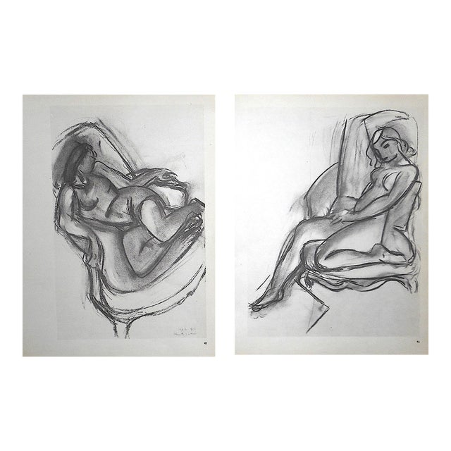 Vintage Henri Matisse Mid 20th Century Modernist Nude Female Lithographs - a Pair For Sale