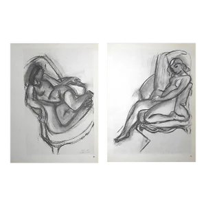Vintage Henri Matisse Mid 20th Century Modernist Nude Female Lithographs - a Pair