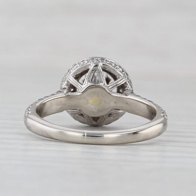 2010s Neil Lane 1.37ctw Round Diamond Halo Engagement Ring 14k White Gold Size 7 For Sale - Image 5 of 9
