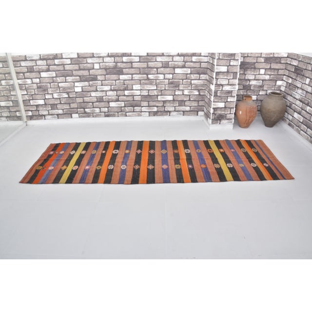 Turkish Neutral Vintage Handwoven Kilim Rug For Sale - Image 3 of 7