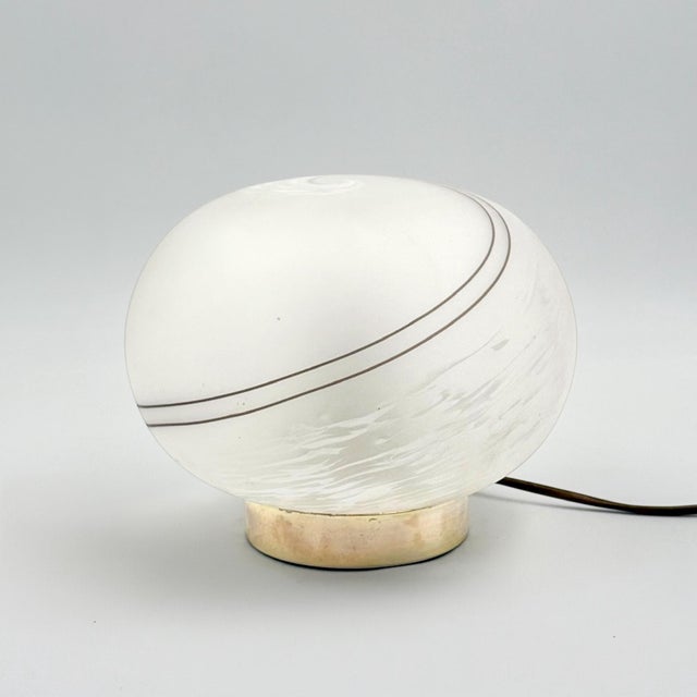 Murano Etched Glass Table Lamp with Spiral Decoration, Italy, 1980s For Sale - Image 4 of 14
