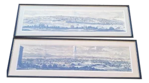 19th Century Panoramic Views of Jerusalem in Scio, Framed Engravings, Set of 2