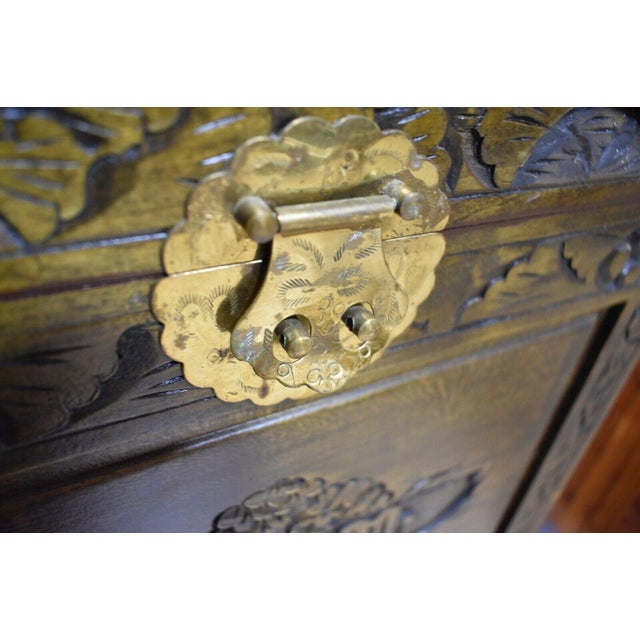 Vintage Heavily Carved Asian Inspired Chest With Claw Feet For Sale - Image 4 of 12