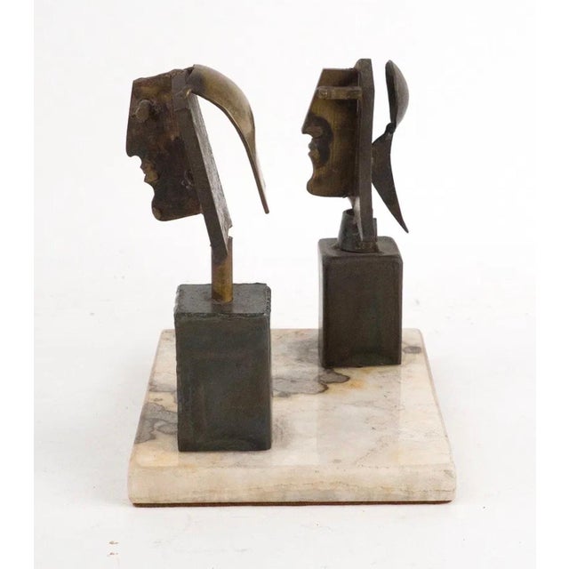 Carlos De La Mota, Carlos De La Mota Argentina Cubist Wrought Iron Sculpture Marble Base, Brutalist For Sale - Image 15 of 15
