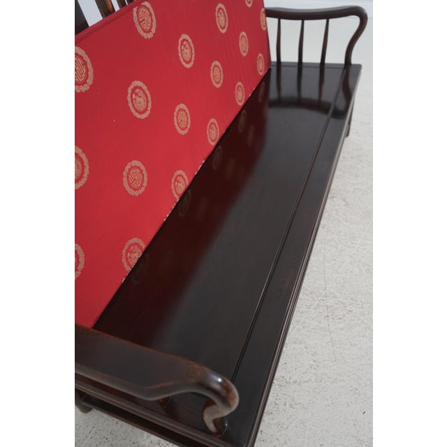 Vintage Chinese Rosewood Triple Back Settee Bench For Sale - Image 17 of 18