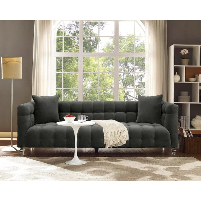 Bea Grey Velvet Sofa For Sale In Los Angeles - Image 6 of 7