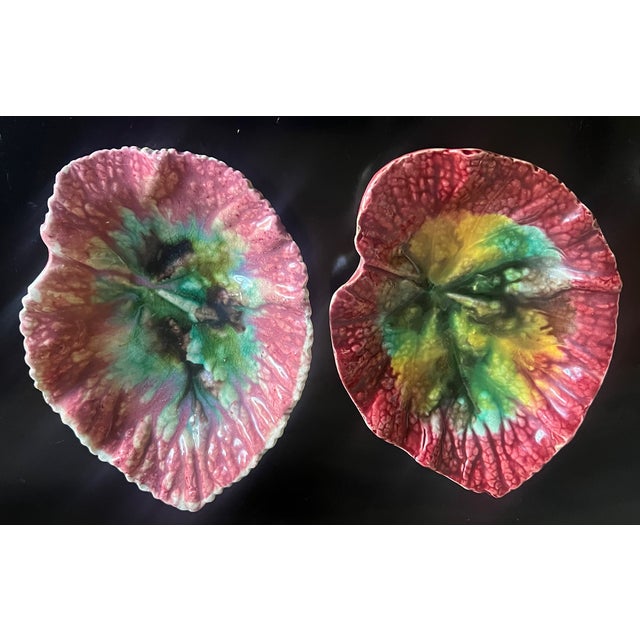 Art Nouveau 19th Century Leaf Dishes, Set of 2, C. 1880's For Sale - Image 3 of 11