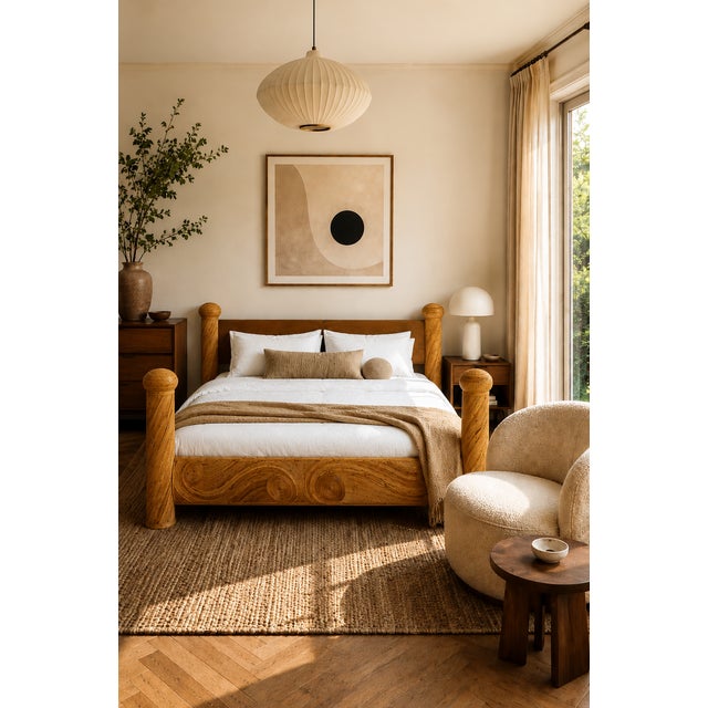 Minimalism Coastal Reeded Bamboo Wicker Rattan Bed - King Size For Sale - Image 3 of 11